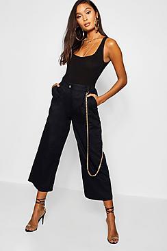 Boohoo Cropped Wide Leg Cargo Pocket Trousers