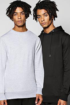 Boohoo 2 Pack Lounge Hoodie And Crew Sweat