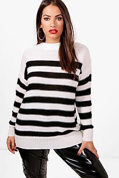 Boohoo Plus Louisa Stripe Knitted Jumper