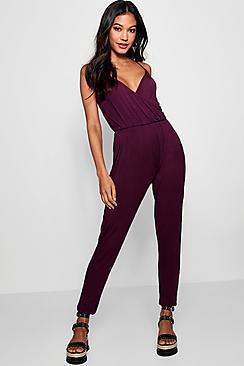 Boohoo Basic Wrap Front Jumpsuit