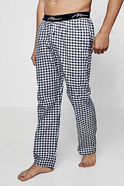 Boohoo Navy And Grey Checked Pyjama Pants