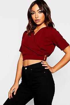 Boohoo Wrap Tort Buckle Top