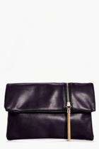 Boohoo Eloise Zip Detail Fold Over Clutch Bag Black