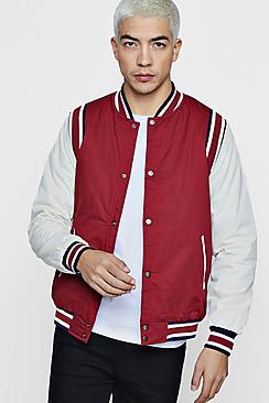 Boohoo Varsity Bomber With Contrast Sleeve