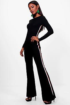 Boohoo Bella Sports Stripe Wide Leg Jumpsuit