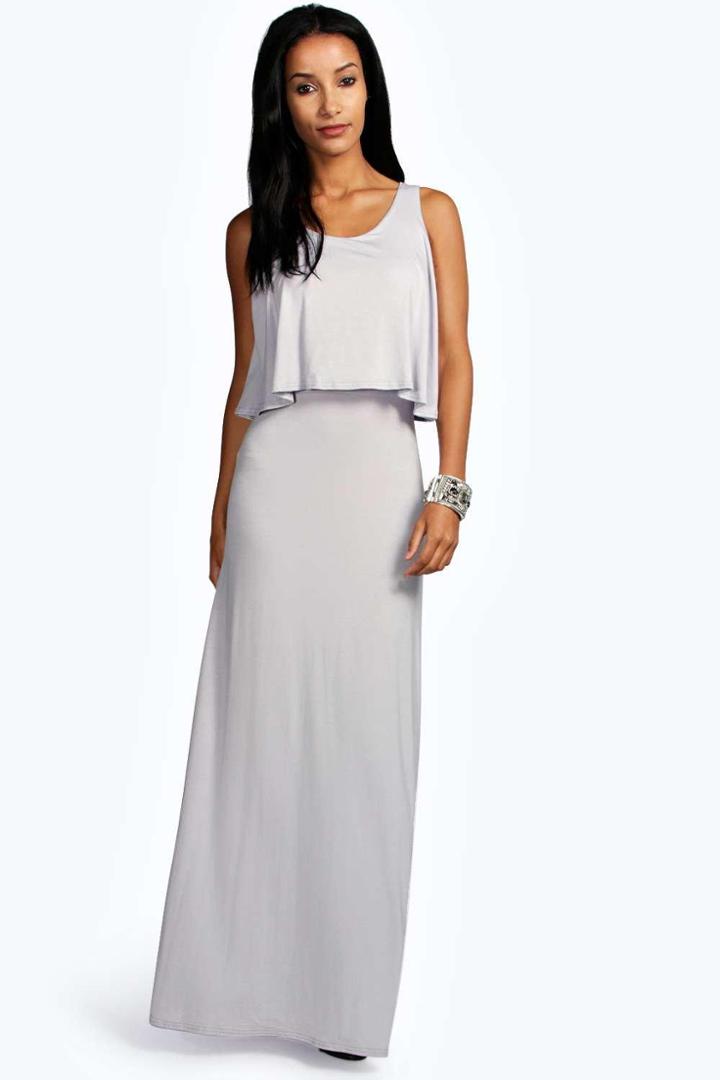 Boohoo Marie Double Layer Maxi Dress Grey