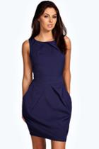 Boohoo Persie Pleat Detail Dress Ink