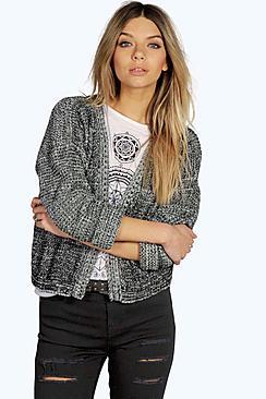 Boohoo Katie Marl Waffle Knit Cardigan