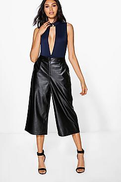 Boohoo Aurelia Leather Look Wide Leg Culottes