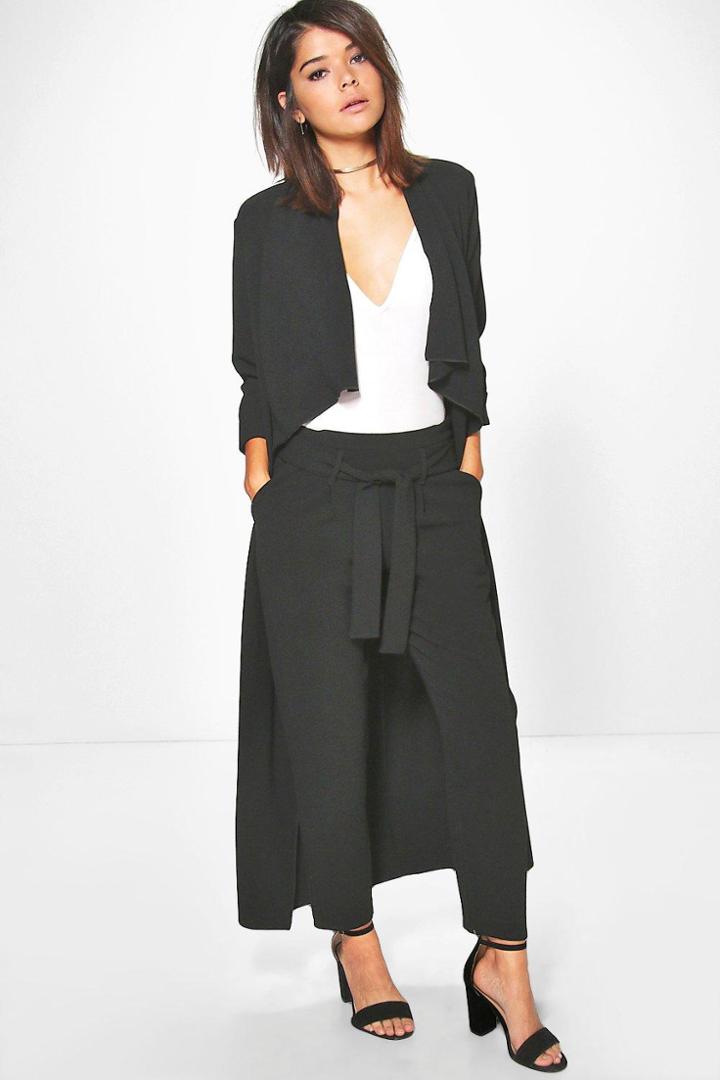 Boohoo Lara Belted Woven Trouser Black