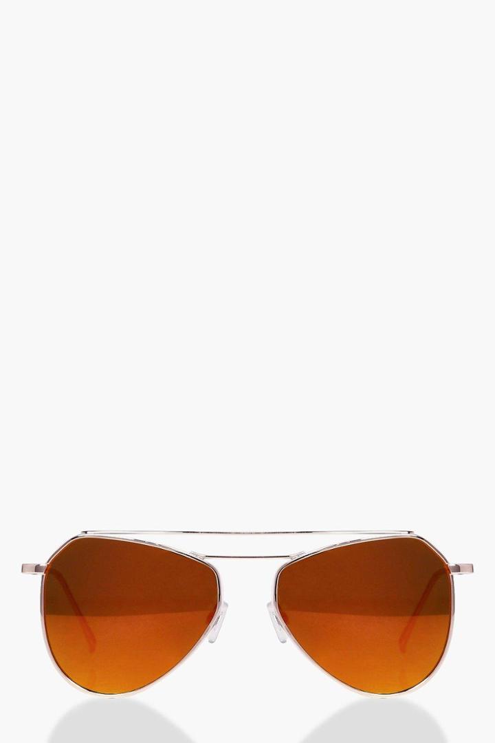 Boohoo Hope Oversized Metal Aviator Sunglasses Gold