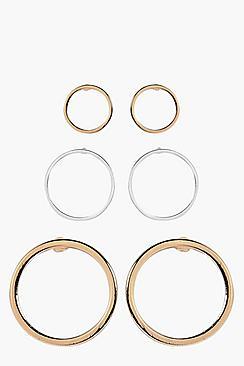 Boohoo Faith Mixed Size Hoop Earrings