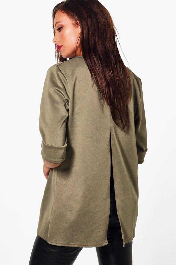 Boohoo Lydia Split Back Blazer Khaki