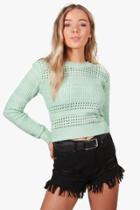 Boohoo Coleen Crochet Knit Cropped Top Green