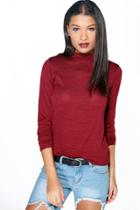 Boohoo Christine Turtle Neck Fine Gauge Jumper Wine