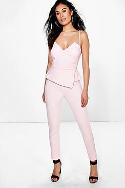 Boohoo Peplum Style Skinny Leg Jumpsuit
