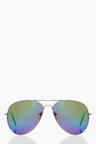 Boohoo Sophie Rainbow Aviator Sunglasses Silver