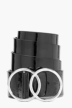 Boohoo Double Ring Patent Boyfriend Belt