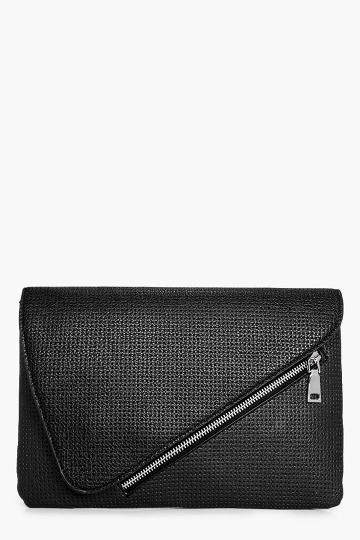Boohoo Ivy Perforated Clutch Black