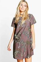Boohoo Camelia Paisley Cap Sleeve Shift Dress