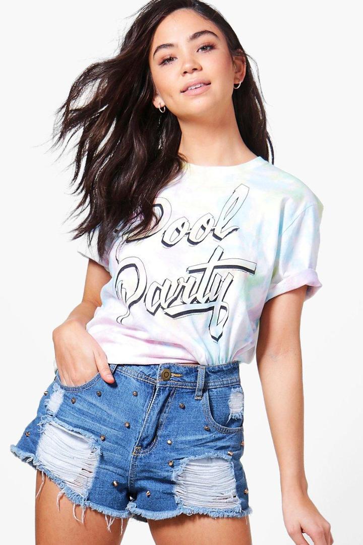 Boohoo Sophia Tie Dye Pool Party Tee Multi