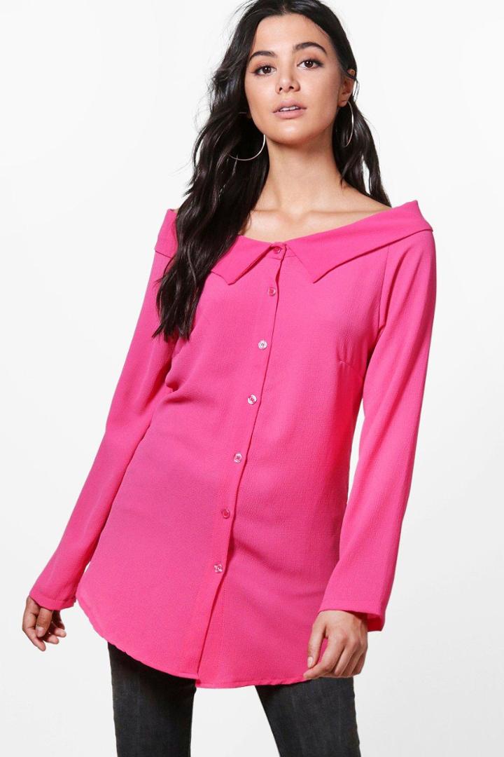 Boohoo Ella Woven Button Through Blouse Pink