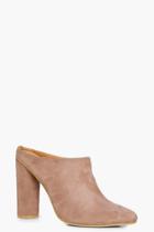 Boohoo Olivia Cylinder Heel Closed Toe Mule Mocha