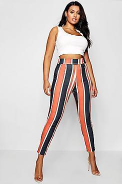 Boohoo Plus Bold Stripe Slim Fit Pants