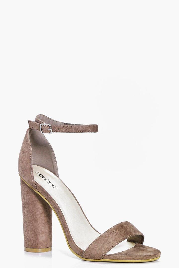 Boohoo Louise Cylinder Block Two Part Heels Mocha
