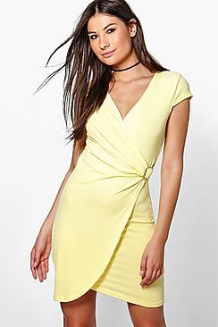 Boohoo Summer Wrap Front Buckle Dress