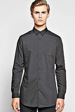 Boohoo Longline Shirt With Ma1 Sleeve