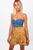 Boohoo Felicity Large Floral Ruffle Hem Midi Skirt
