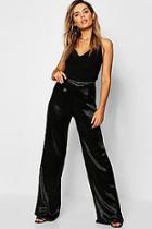 Boohoo Hammered Satin Wide Leg Trouser