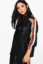 Boohoo Niamh Lurex Zip Through 3 Stripe Raglan Jacket