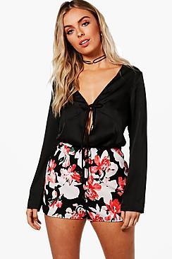 Boohoo Martina Floral High Waisted Shorts