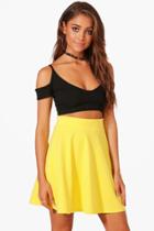 Boohoo Tamsin Fit & Flare Highwaist Mini Skirt Lemon