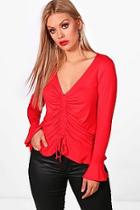 Boohoo Plus Lois Rouched Detail Plunge Top