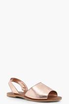 Boohoo Ava Wide Fit 2 Part Metallic Leather Sandal
