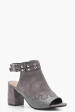 Boohoo Stud Trim Western Shoe Boots