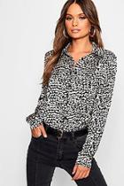 Boohoo Leopard Print Woven Oversized Shirt