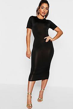 Boohoo Disco Slinky Cap Sleeve Midi Bodycon Dress