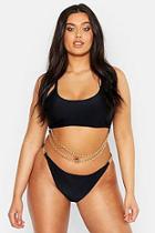 Boohoo Plus Chain Detail Crop Bikini