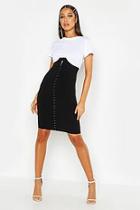 Boohoo Corset Detail Super High Waist Midi Skirt