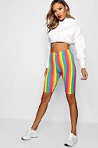 Boohoo Raina Rainbow Stripe Cycling Shorts