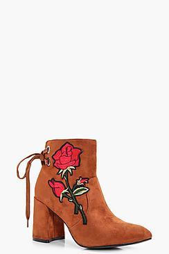 Boohoo Danielle Floral Applique Ankle Boot