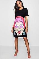 Boohoo Tall Face Print T-shirt Dress