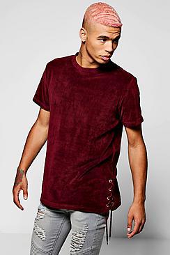 Boohoo Skater Velour T-shirt With Lace Detail