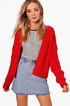 Boohoo Ashley Oversized Rib Cropped Cardigan