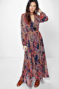 Boohoo Adine Paisley Smock Maxi Dress