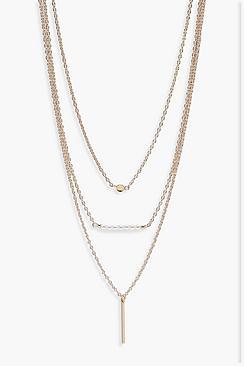 Boohoo Emily Faux Pearl Bead And Bar Layered Necklace